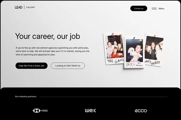 Screenshot of Lead Talent website