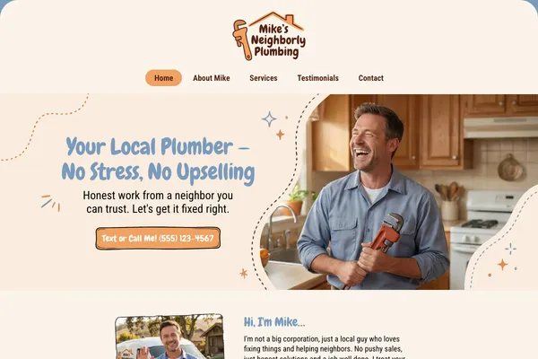 Friendly plumber website design